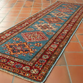 Handmade fine Afghan Kazak short runner - 309249