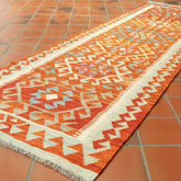 Handmade Afghan Kilim short runner - 309754