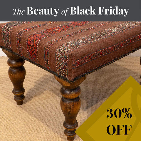 Medium Turkoman kilim covered stool - BF295620