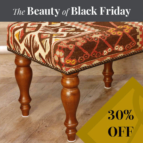 Medium Turkish kilim covered stool - BF296208