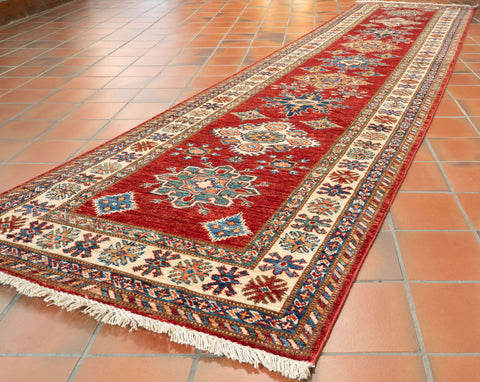 Handmade fine Afghan Kazak short runner - 307375