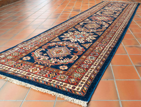 Handmade fine Afghan Kazak short runner - 307376
