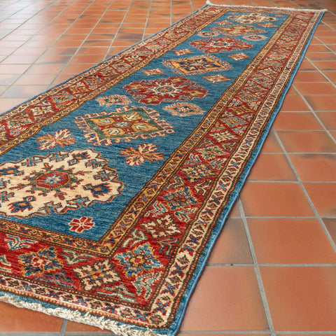 Handmade fine Afghan Kazak short runner - 307377
