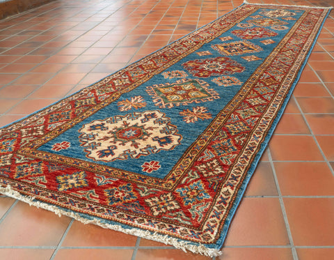 Handmade fine Afghan Kazak short runner - 307377