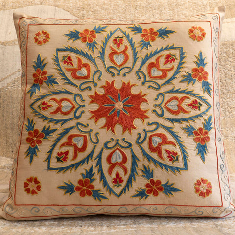 Handmade Uzbek Suzani Silk Cushion - 307746AA