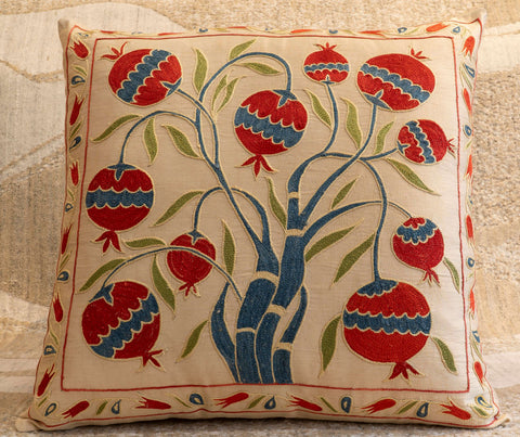Handmade Uzbek Suzani Silk Cushion - 307746AJ