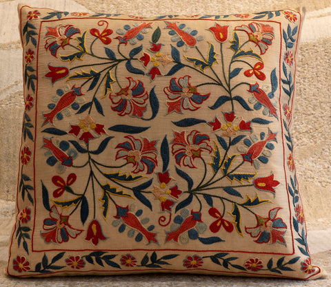 Handmade Uzbek Suzani Silk Cushion - 307746AN
