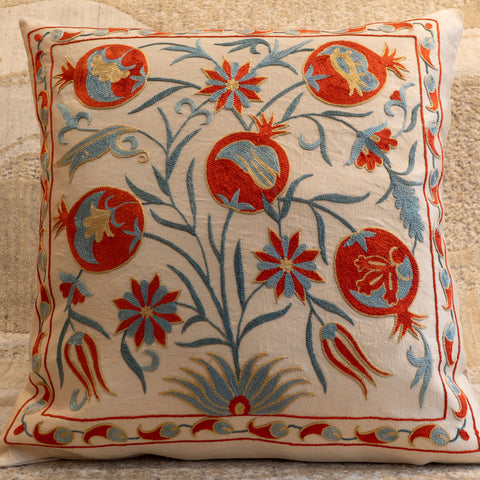 Handmade Uzbek Suzani Silk Cushion - 307746AP