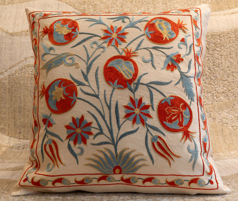 Handmade Uzbek Suzani Silk Cushion - 307746AP