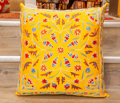 Handmade Uzbek Suzani Silk Cushion - 307746-AS