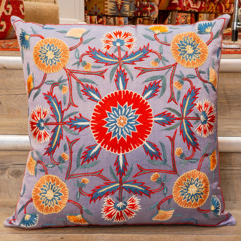 Handmade Uzbek Suzani Silk Cushion - 307746-AU