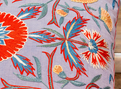 Handmade Uzbek Suzani Silk Cushion - 307746-AU