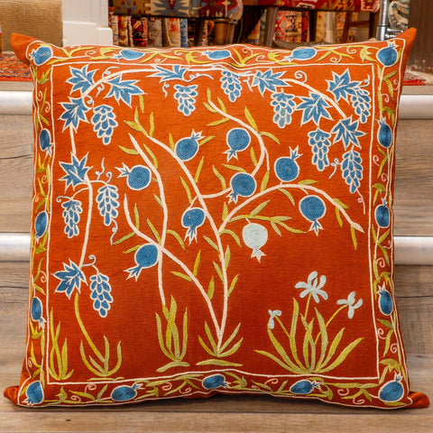 Handmade Uzbek Suzani Silk Cushion - 307746-AX