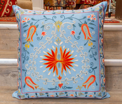 Handmade Uzbek Suzani Silk Cushion - 307746-BA