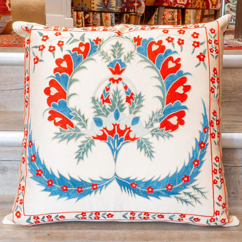 Handmade Uzbek Suzani Silk Cushion - 307746-BI