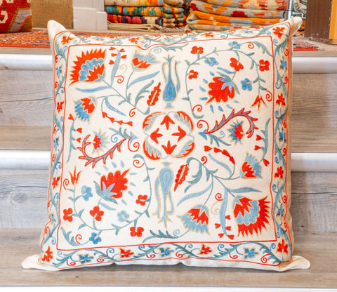 Handmade Uzbek Suzani Silk Cushion - 307746-BK