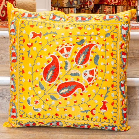 Handmade Uzbek Suzani Silk Cushion - 307746-BL