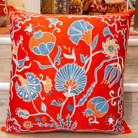 Handmade Uzbek Suzani Silk Cushion - 307746-BQ