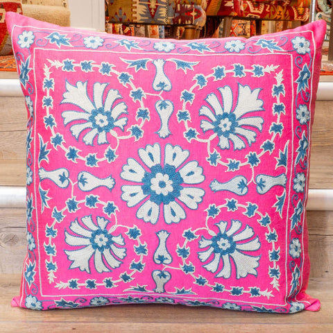 Handmade Uzbek Suzani Silk Cushion - 307746-BR