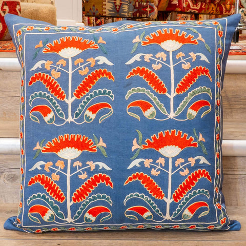 Handmade Uzbek Suzani Silk Cushion - 307746-BS