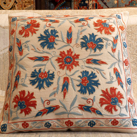 Handmade Uzbek Suzani Silk Cushion - 307746W