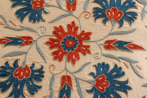 Handmade Uzbek Suzani Silk Cushion - 307746W