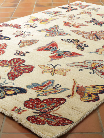 Handmade Afghan Butterfly rug - 308410