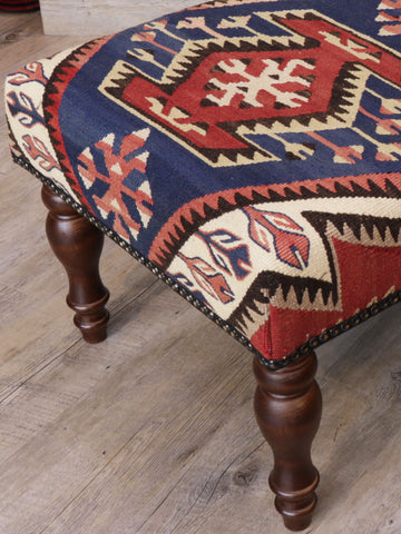 long Turkish kilim covered bench stool - 308980