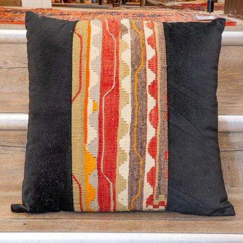 Medium contemporary classic Turkish kilim & velvet cushion - 309092-C