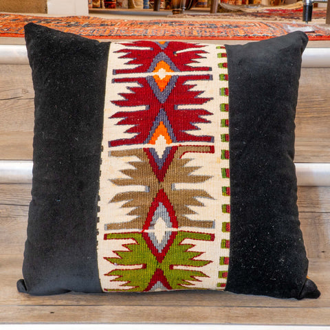 Medium contemporary classic Turkish kilim & velvet cushion - 309092-D
