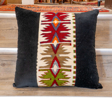 Medium contemporary classic Turkish kilim & velvet cushion - 309092-D