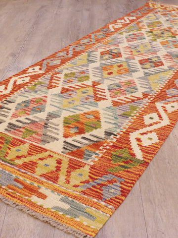 Handmade Afghan Kilim short runner - 309285