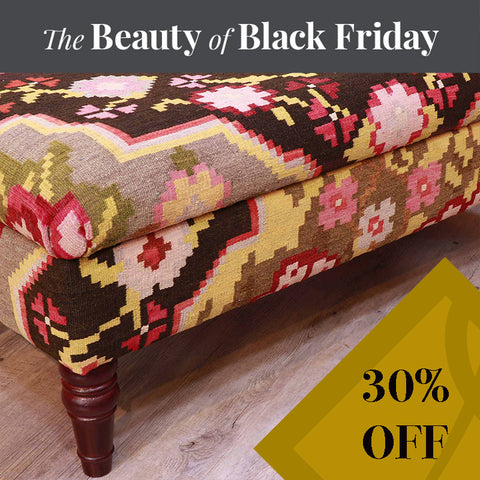 Moldavan Kilim covered ottoman - BF309324