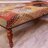 Turkish kilim covered bench stool - 309325