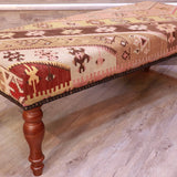 Turkish kilim covered bench stool - 309326