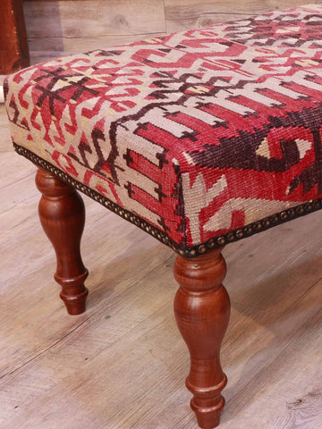 Turkish kilim covered bench stool - 309327