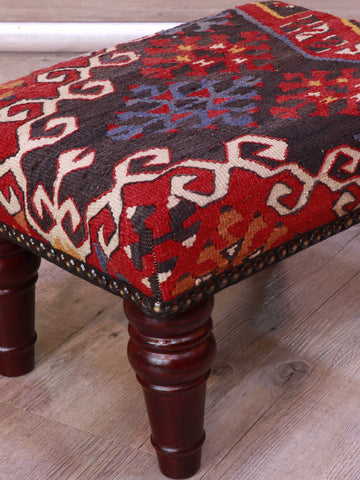 Small handmade Turkish kilim stool - 309329