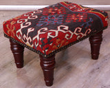 Small handmade Turkish kilim stool - 309329