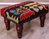 Small handmade Karabag kilim stool - 309332