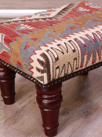 Small handmade Turkish kilim stool - 309400