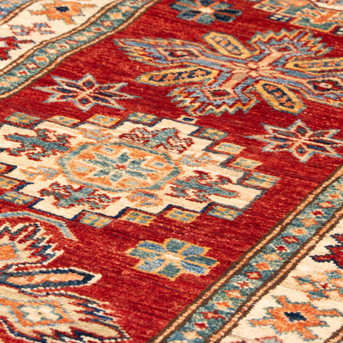 Handmade fine Afghan Kazak short runner - 309454