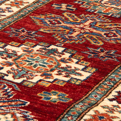 Handmade fine Afghan Kazak short runner - 309456