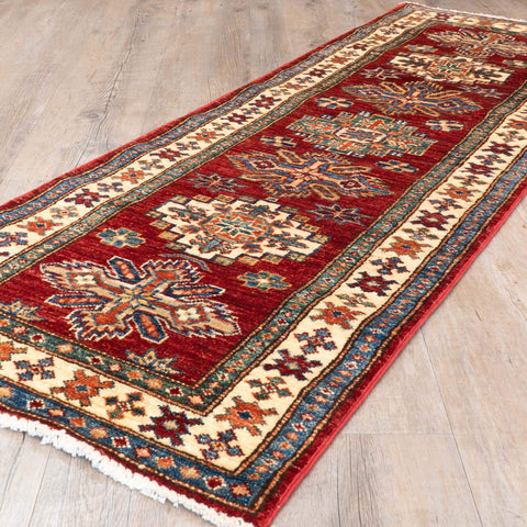 Handmade fine Afghan Kazak short runner - 309456