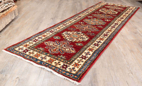 Handmade fine Afghan Kazak short runner - 309456