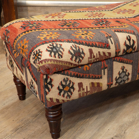 Turkish Kilim covered ottoman - 309690