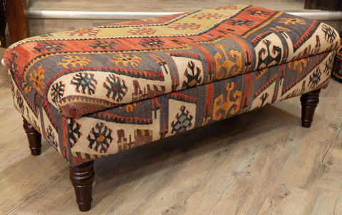 Turkish Kilim covered ottoman - 309690