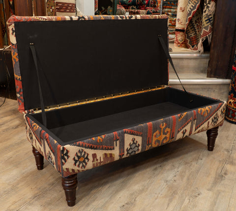 Turkish Kilim covered ottoman - 309690