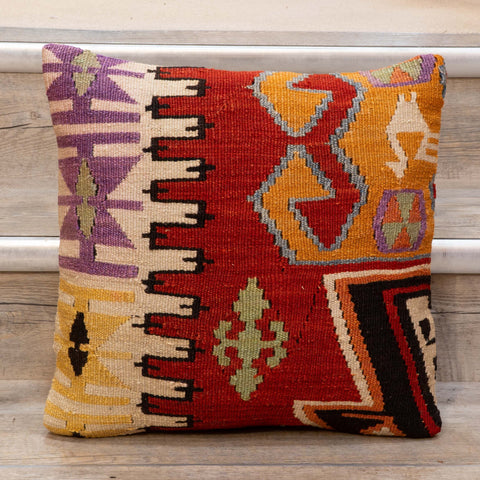 Small Handmade Turkish kilim cushion - 309674-AD
