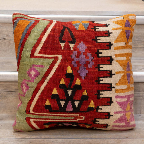 Small Handmade Turkish kilim cushion - 309674-AK