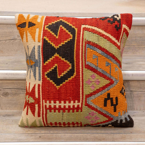 Small Handmade Turkish kilim cushion - 309674-AM